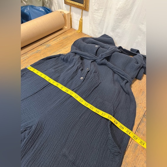 Simons Vision Navy Crinkled Cotton Jumpsuit - Size L - Picture 11 of 12